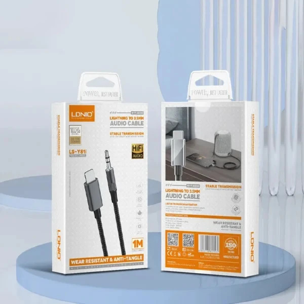 کابل تبدیل AUX 3.5mm به لایتنینگ الدینیو مدل LS-Y81i طول 1 متر