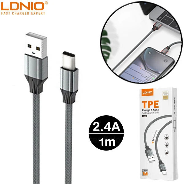 کابل تبدیل USB به لایتینینگ الدینیو مدل LS441 مناسب برای آیفون طول 1 متر