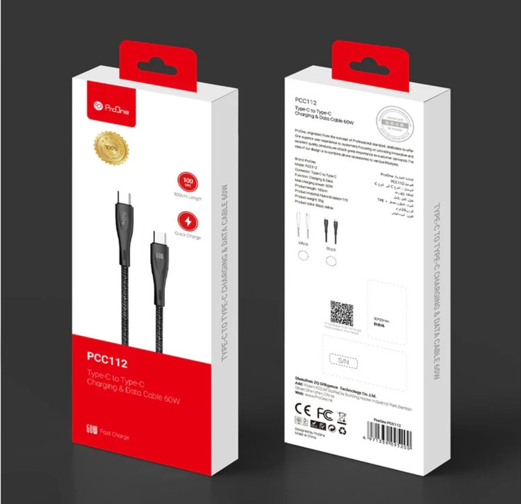 کابل تبدیل USB-C به USB-C پرووان مدل 60 PCC112