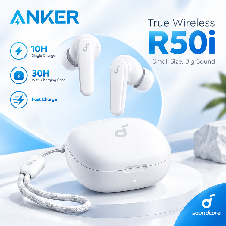 هندزفری بلوتوثی Anker R50i و کیس شارژ سفید