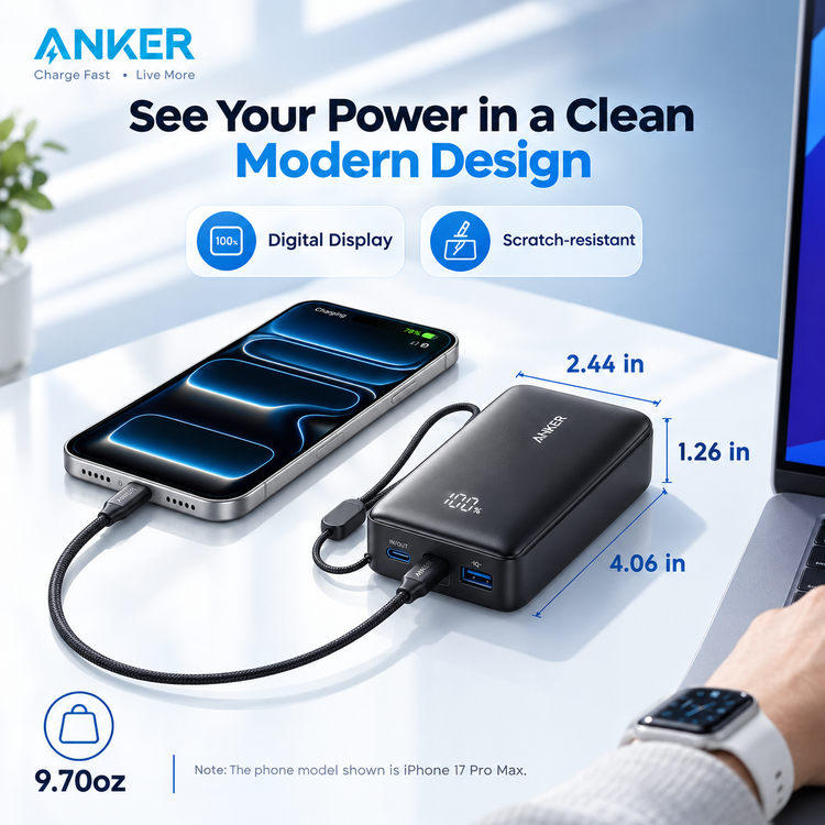 پاوربانک انکر مدل ANKER A110JH11 ظرفیت 10000mAh با توان 30W