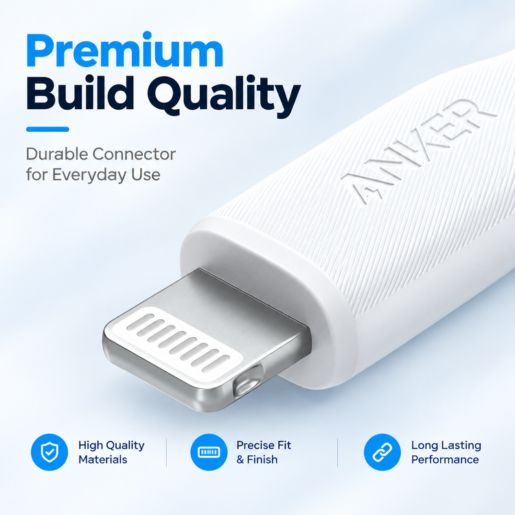کابل تبدیل USB به Lightning انکر مدل A 8813 طول 1.8 متر