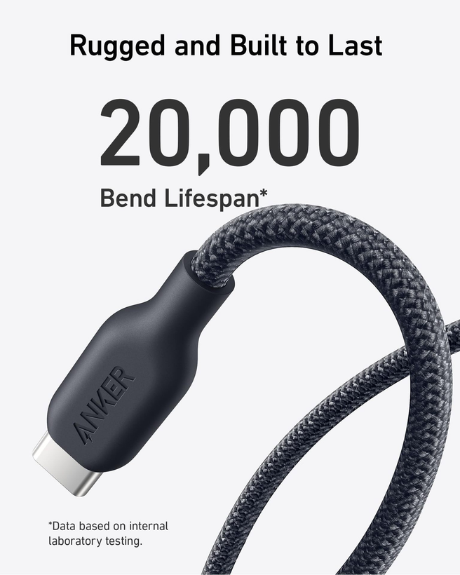 کابل شارژ USB-C به USB-C انکر مدل Anker 544 PowerLine A80F5 توان ۲۴۰ وات طول ۰.۹ متر (Bio-Based)