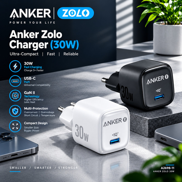 شارژر دیواری 30 وات انكر مدل Zolo A2698